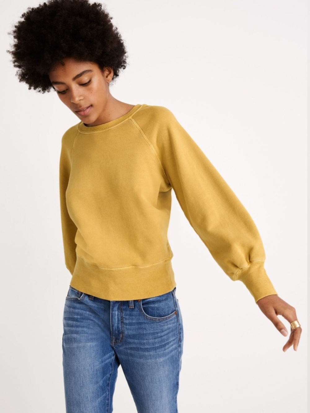 Rivet & Thread Balloon Sleeve Sweatshirt Yellow XL - Picture 2 of 8